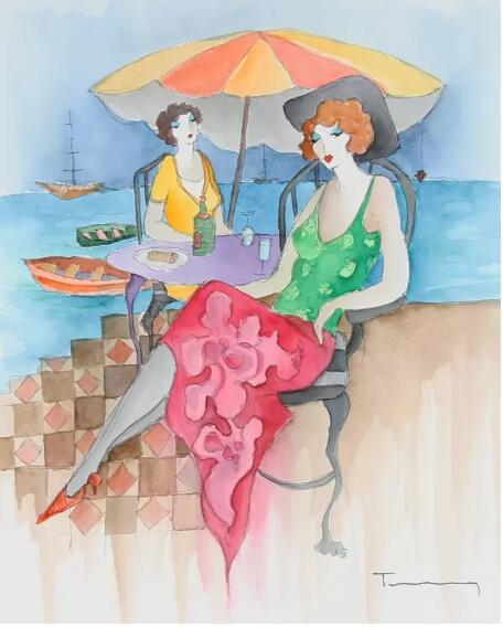 Itzchak Tarkay Oil Painting Relaxation At the Beach IT328 - Click Image to Close